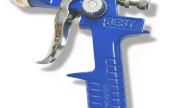 SPT professional Spray Gun with Bucket and Tools, 0.5 Quart, Blue