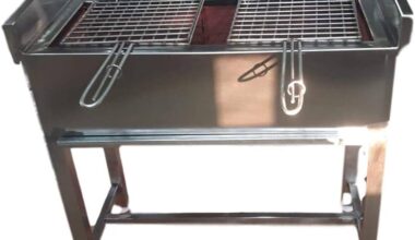 Stainless Steel Al-Fam Machine with 2 Bats (Medium, Grey)| Al-Fam Barbeque Stand