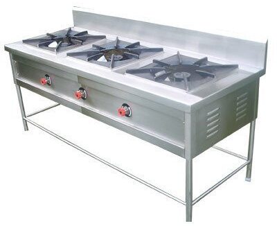 Samnantools Ss Three Burner ( 24" X 60" X 34" ) Steel Burner, Bhatti, Gas Stove, Triple Burner Gas Range
