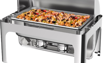 Stainless Steel Square Chafing Dish with See Through Hydraulic lid and Stainless Steel Stand and Burner - 6 Ltrs Capacity