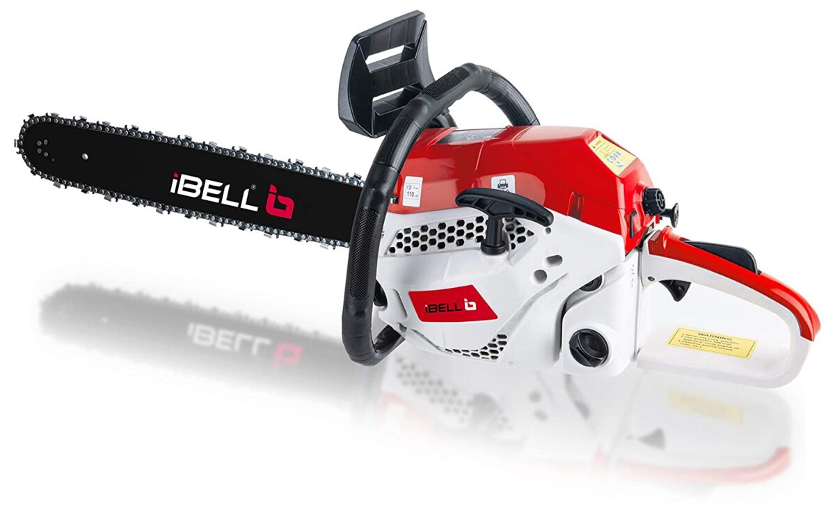 710j7NWebyL._SL1500_ iBELL 2058CS, 18" 58CC Powerful 2 Stroke Handed Petrol Chain Saw, Woodcutting Saw for Farm, Garden and Ranch with Tool Kit - 6 Months Warranty - Image 1
