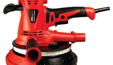 IBELL Dry Wall Sander DS25-80, 215MM, 1300W, 1400-2600rpm with Vacuum and LED Light