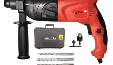 IBELL RH20-25, SDS-Plus, 20MM, 500W Heavy Duty Safety Clutch 2 Functions with Vibration Control Rotary Hammer Drill, Chisels and Drill Bits with Case