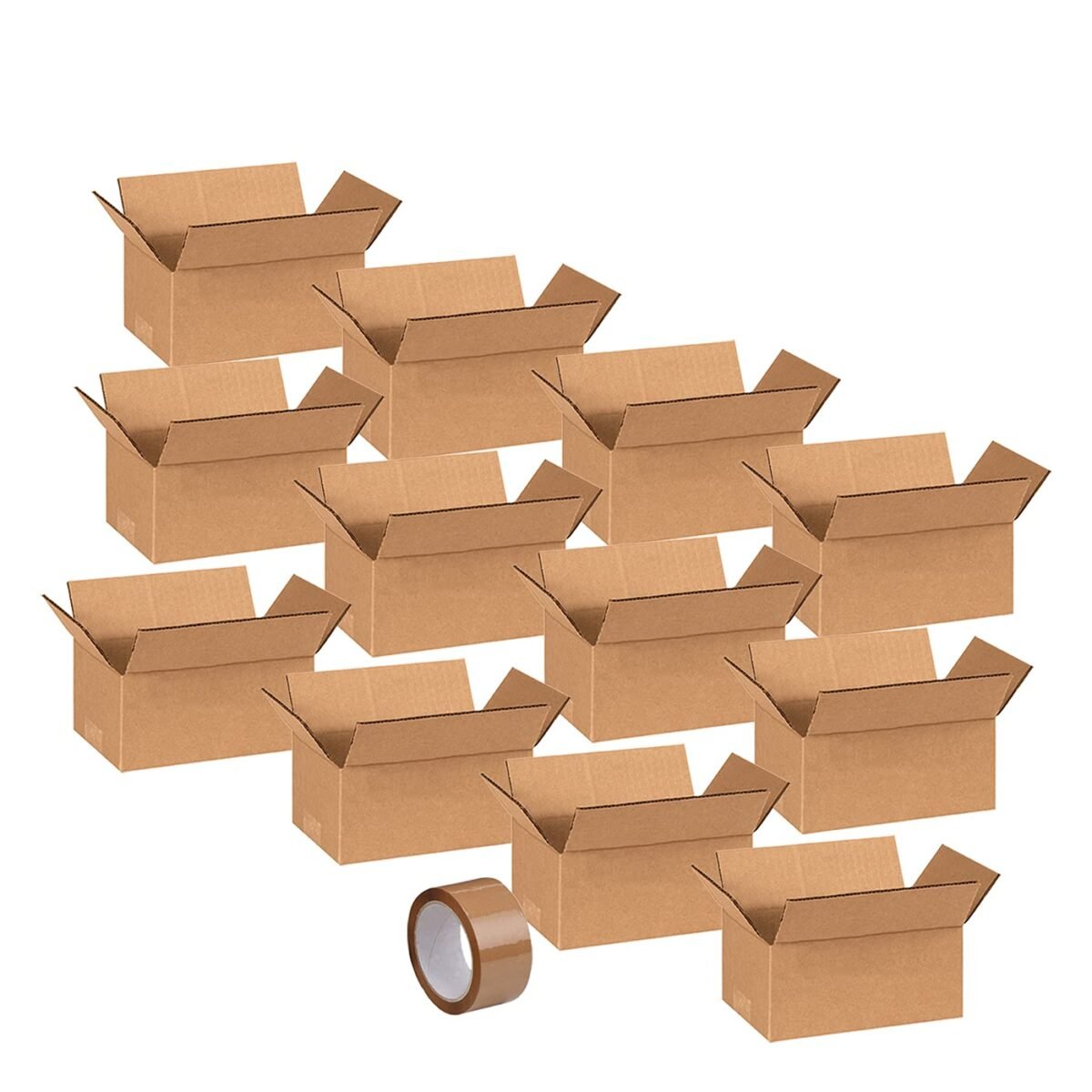 Kabello Square Shape Cardboard Gift Packing Box 5 Ply Corrugated Brown Packing Box For Couriers- Free Small Brown Tape Pack Of 1 (13x8.5x3.5, Set...
