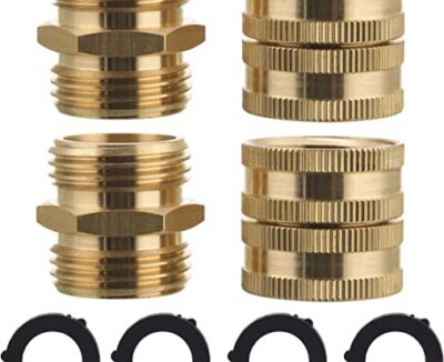 Garden Hose Adapter, Male to Male, Female to Female, 3/4 Inch Brass Connector, 4-Pack with Extra 4 Washers