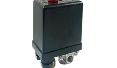 Air Compressor Pressure Switch Four Port Black
