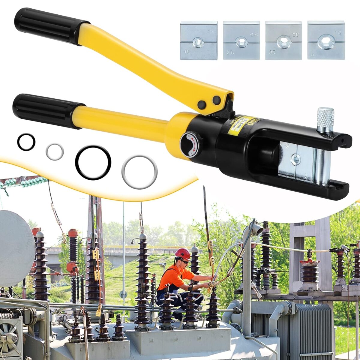 400mm 12-Ton Hydraulic Crimping Tool for Cables and Wire - Image 3