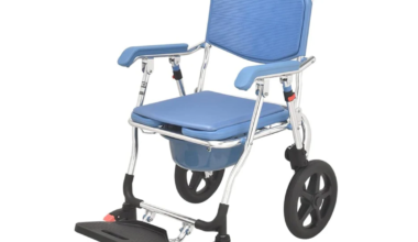 Samnantools Multipurpose Wheelchair, 3-in-1 Commode Chair, Shower Chair, Medical Rolling Bathroom Transport Chair for Elderly and Seniors, Standard Folding with Footrest