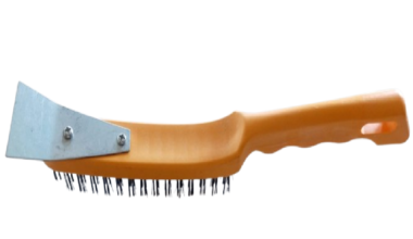 Soft-Grip Carbon-Steel Wire Brush with Blade – Heavy-Duty Cleaning and Rust Removal Tool with Built-In Scraper – Durable, Comfortable, and Efficient for Industrial and DIY Use