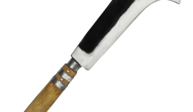 Kozhikkodan Koduval Kitchen Knife Aruval Traditional Handmade High Tempered Iron Carbon Steel (8.5 Inch Blade) Wooden Handle Bill Hook Felling Multi Purpose Medium Kattan Vettukathi