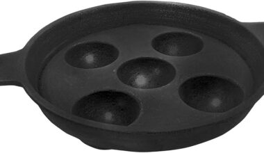 5 Holes Cast Iron Paniyaram Pan/Unniyappam Pan (Non Flat Bottom)
