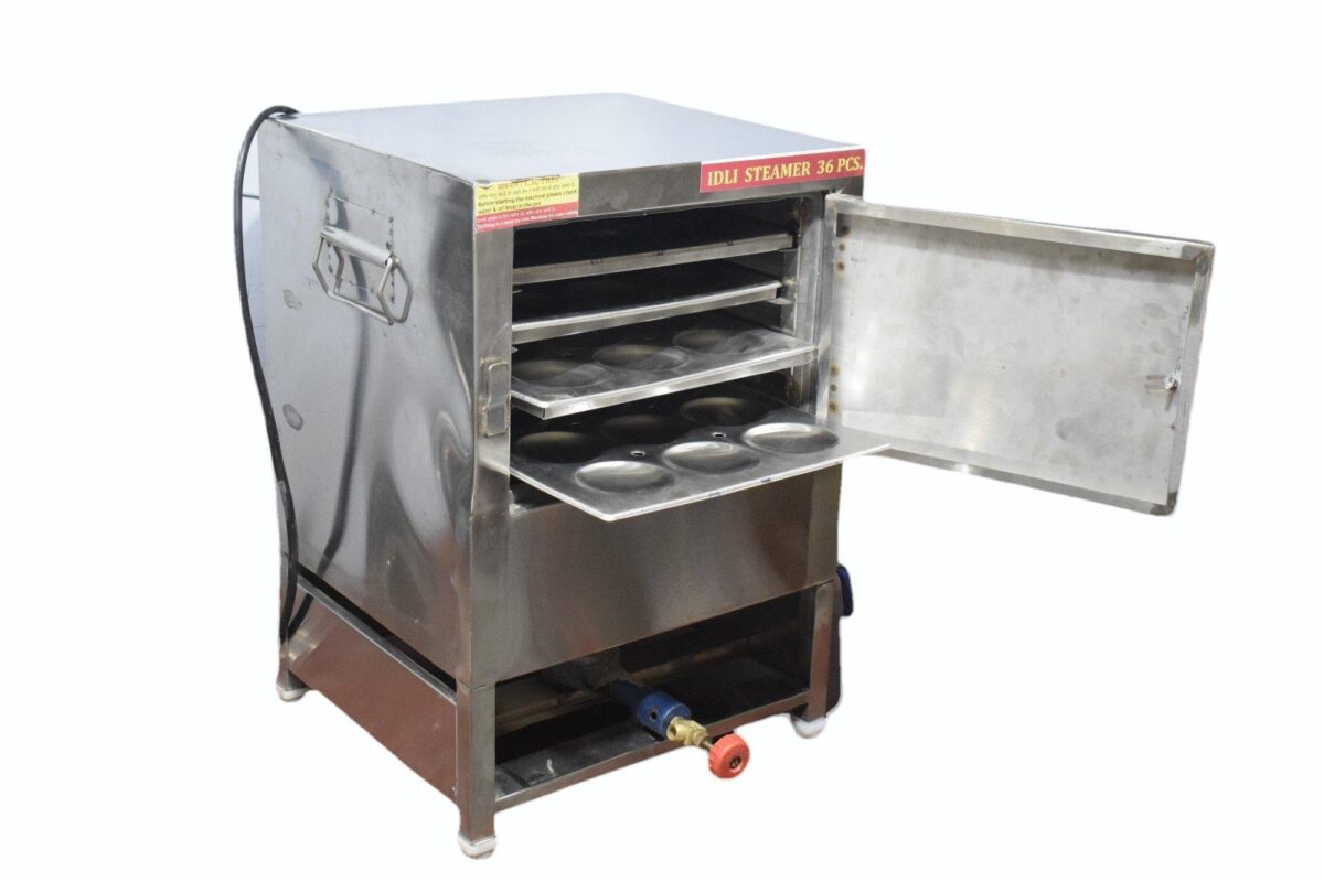 Commercial 6 Tray Stainless Steel Gas Operated Idli Steamer Machine 72 Pcs - Image 1