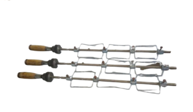 Samnantools Commercial Chicken Grill Machine Rod with Gear and Handle (3 pcs) | Durable and Heat-Resistant Rotisserie Accessories