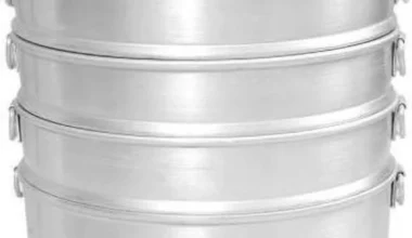 Premium Aluminium Momos Maker & Steamer with Handles, Durable 4 Tier Steamer for Cooking, Suitable for Home, Hotels, Restaurant and Business, No 10, Capacity- 8 litres, Silver