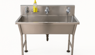 SamnanTools 3-Tap Stainless Steel Hand Wash Sink Station with Steel Taps-Commercial Utility Sink with Soap Bottle Holder for Restaurants