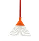 Outdoor Broom with Wooden Handle | Durable Plastic & Metal Garden Rake for Cleaning Leaves, Grass, and Yard Debris | Lightweight Leaf Rake for Outdoor Use|Multicolor