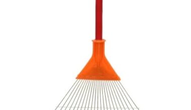 Outdoor Broom with Wooden Handle | Durable Plastic & Metal Garden Rake for Cleaning Leaves, Grass, and Yard Debris | Lightweight Leaf Rake for Outdoor Use|Multicolor
