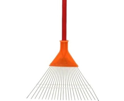 Outdoor Broom with Wooden Handle | Durable Plastic & Metal Garden Rake for Cleaning Leaves, Grass, and Yard Debris | Lightweight Leaf Rake for Outdoor Use|Multicolor
