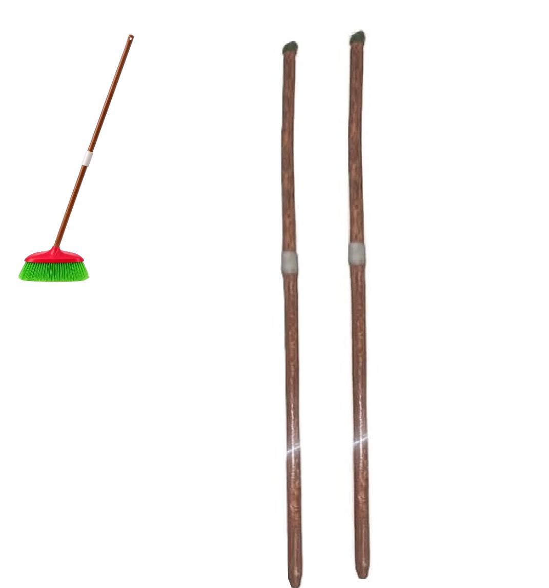 Untitled-design Wooden Broom Stick (Lathi) – Long Handle Set, 20mm Thread (Stick Only, No Brush Included) | Fits All Mop & Broom Heads(Pack of 2) - Image 1