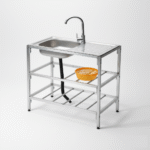 Samnantools Stainless Steel Restaurant Sink with Shelf and Tap – Commercial Kitchen Sink with Faucet, Undershelf Storage & Drainboard – Heavy Duty for Hotels, Cafes & Catering Use