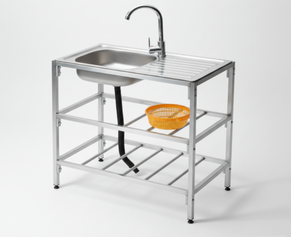 Samnantools Stainless Steel Restaurant Sink with Shelf and Tap – Commercial Kitchen Sink with Faucet, Undershelf Storage & Drainboard – Heavy Duty for Hotels, Cafes & Catering Use