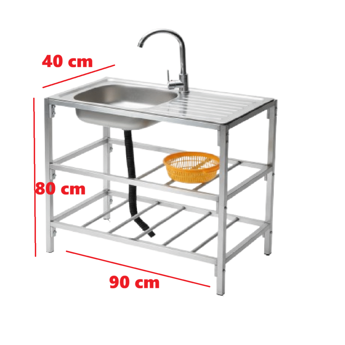 Samnantools Stainless Steel Restaurant Sink with Shelf and Tap – Commercial Kitchen Sink with Faucet, Undershelf Storage & Drainboard – Heavy Duty for Hotels, Cafes & Catering Use - Image 3