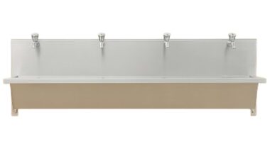 Samnantools Wall-Mount Hand Wash Sink with 4 Taps – Stainless Steel Commercial Handwash Station for Restaurants, Cafes, Hotels & Industrial Kitchens (H10in × W13in × L60in)