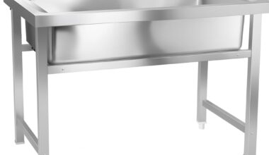 Samnantools Single Bowl Pot Wash Sink Unit | Commercial Kitchen Wash Basin with Splash Guard & Under Cross Support | Heavy-Duty Hotel & Restaurant Sink