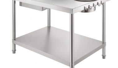 Samnantools Stainless Steel Breading Table for Broast| with Shaking Baskets, Powdering Unit, Dipping Unit, Splash Guard & Under Shelf