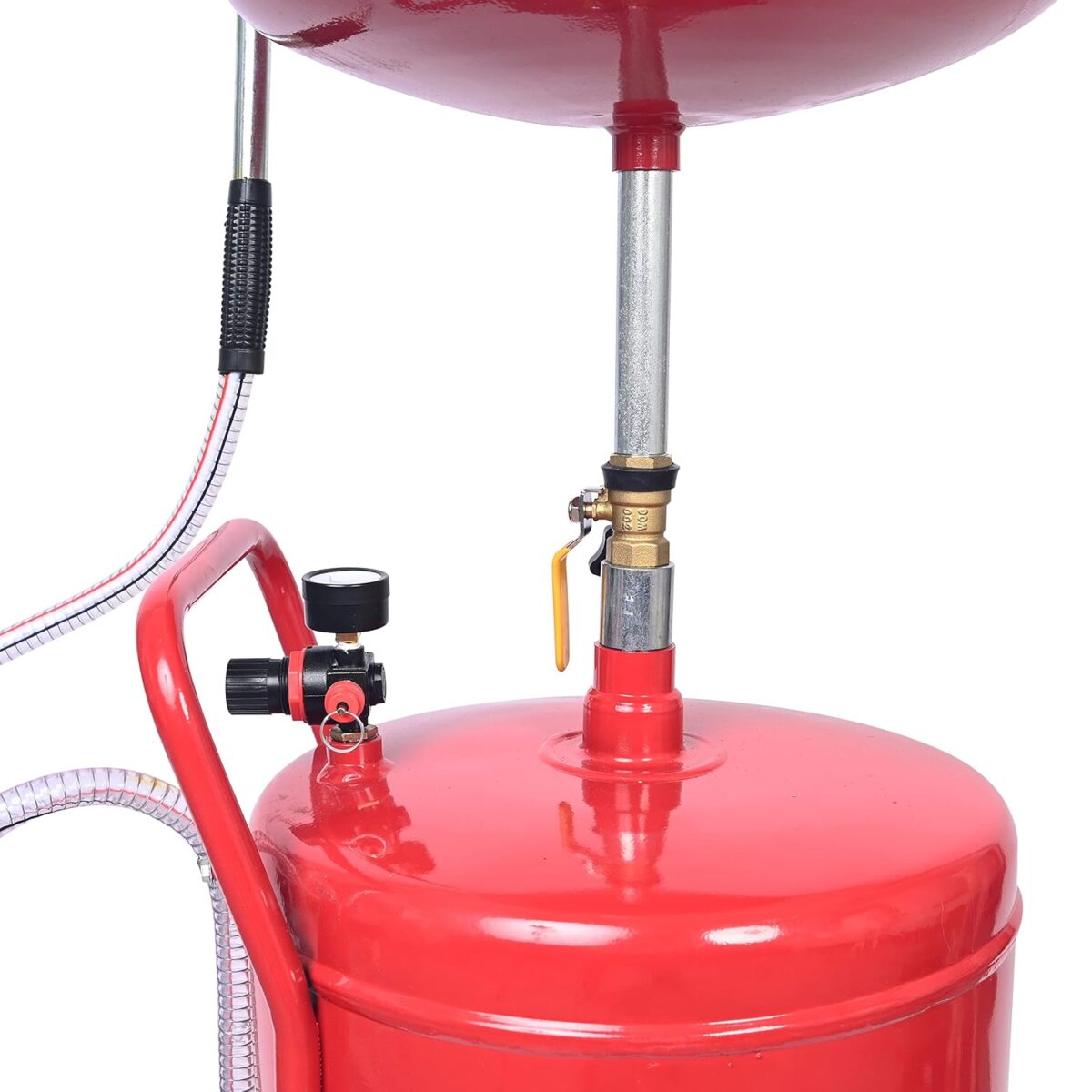 SamnanTools 18 Gallon Portable Waste Oil Drain Tank, Air Operated Industrial Fluid Drain with Wheels & Adjustable Funnel Height, Heavy Duty Oil Drain Pan - Image 4